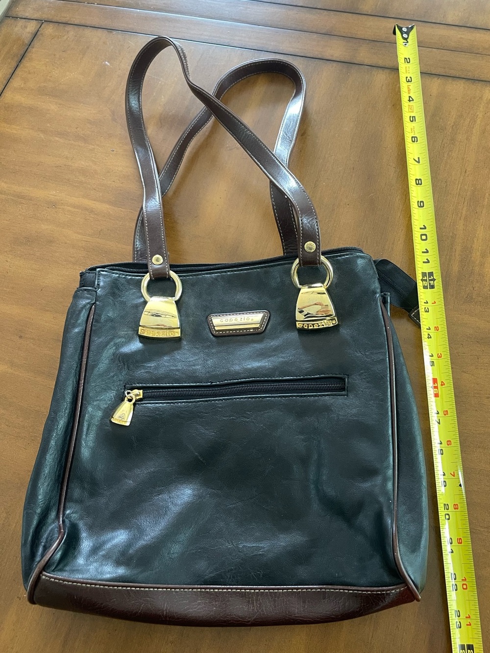 Capezio Leather Shoulder Bag with Gold Hardware